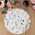 thumbnail image 3 of Blue Yellow Spring Floral Round 13 Inch Placemats Set of 2, Watercolor Botanical Flowers HeatResistant Non Slip Place Mats for Dining Table, Wipeable Braided Kitchen Table Mats for Housewarming, 3 of 9