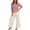 Light Purple, variant on Womens 2 Piece Linen Suits 2026 Summer Plus Size 3/4 Sleeve Embroidered Tops Wide Leg Pants Casual Boho Beach Cute Outfits