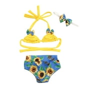 Wayren USA Infant Baby Girls Swimsuit Suit, Bikini + Panties + Bow Headband