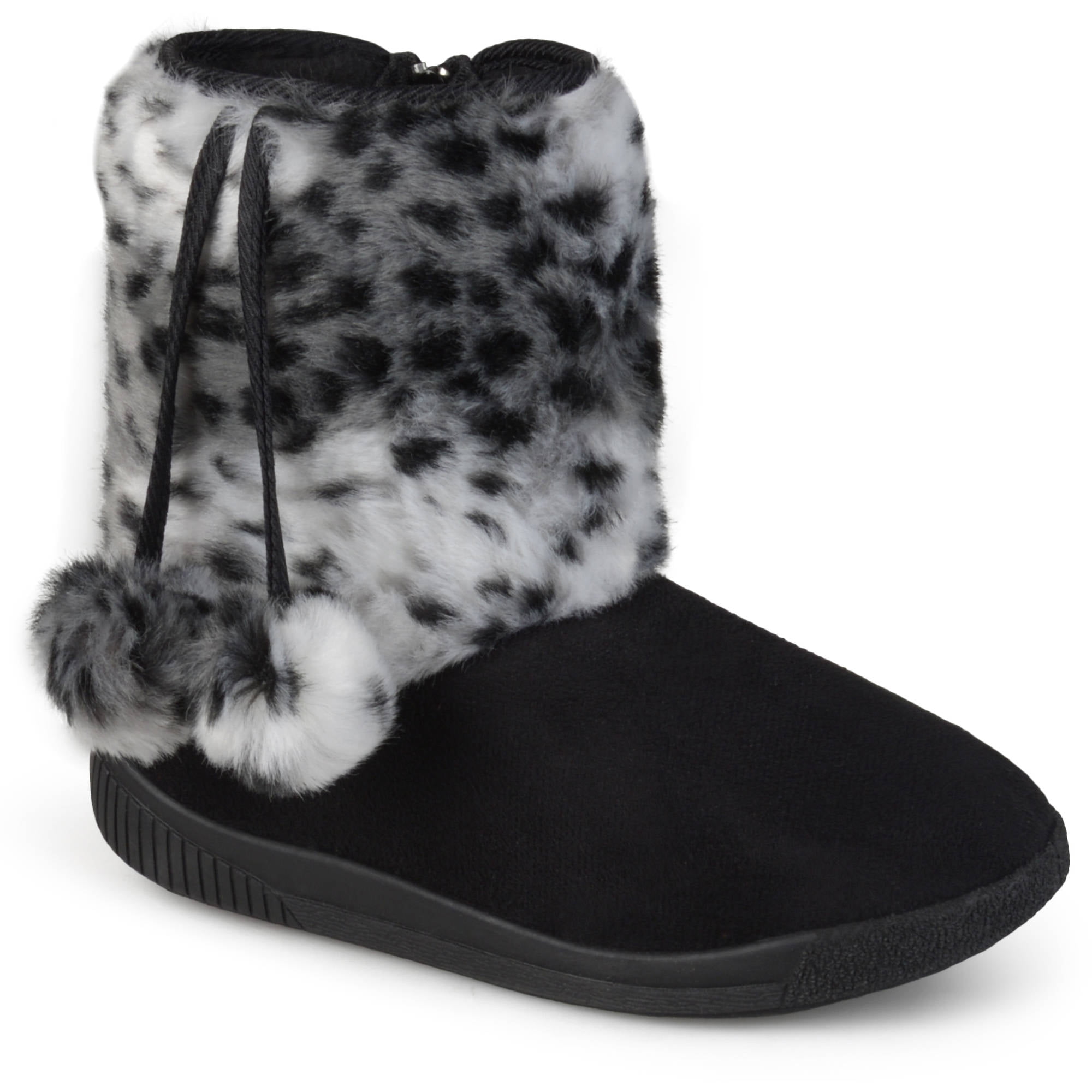 faux fur pom pom boots