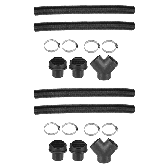 2X, 75mm Car Auto Heater Pipe Duct Y Piece Warm Air Outlet Vent Hose Clips Set for Parking Heater