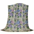 thumbnail image 6 of Purple Hydrangea Blanket Soft Cozy Warm Throw Blanket for Couch, Plush Fuzzy Flannel Fleece Blankets for Sofa, Spring Floral Elegant Pastoral Vintage Bed Blankets Lightweight Gifts for Women, 40"x50", 6 of 9