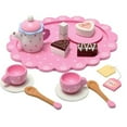 WoodenEdu Wooden Tea Party Set for Little Girls, Toddler Tea Set with