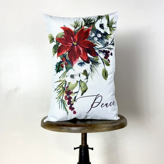 Peace Christmas Poinsettia Throw Pillow Cover| Peace Home Decor | Christmas Pillowcases | Christmas tree | Christmas Gifts | Room Decor