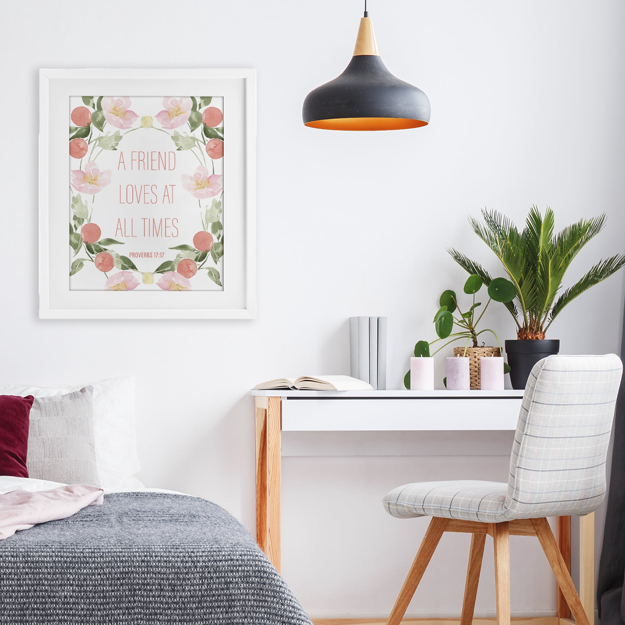 Stupell Industries A Friend Loves At All Times White Framed Print Under Glass, design by Lucille Price
