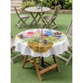 thumbnail image 4 of Outdoor Tablecloth with Umbrella Hole for Patio/Picnic/Party/Camping, Spring Flowers Basket Waterproof Table Cloth Round Cover Washable, Colorful Floral Botanical Leaves (Dia 60"), 4 of 8