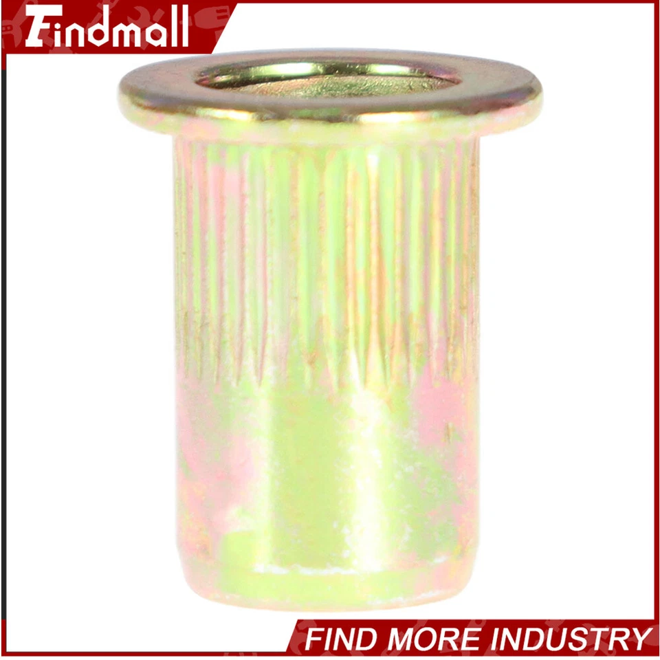 CIRCLE- Findmall 100Pcs M6 Metric Carbon Steel Rivet Nut Flat Head Threaded Nutsert