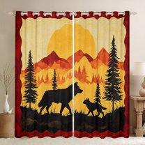 Manfei Woodland Animal Wolves Black Out Curtains,Rustic Hunting Curtains Pack of 2 (42x63 Each),bohemian Exotic Style Bedroom Curtains For Teens,Luxury Bedroom Decor