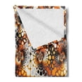 thumbnail image 2 of Burnt Orange Soft Flannel Fleece Blanket, Vintage Mosaic Pattern with Burnt Floral Curve Feature Abstract Graphic, Cozy Plush for Indoor and Outdoor Use, 70" x 90", Black Orange Grey, by Ambesonne, 2 of 5