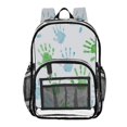 thumbnail image 2 of Iauyy Clear Backpack Heavy Duty PVC Transparent Backpack for College Workplace, Blue and Green Handprints, 2 of 8