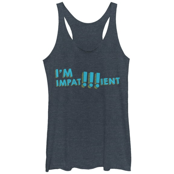 Women's CHIN UP I'm Impatient Racerback Tank Top Navy Blue Heather Medium