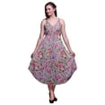 thumbnail image 1 of Bimba Robe à Imprimé Floral pour Femmes Bretelles Spaghetti Col en V Midi Tenue de Plage-TTTG, 1 of 1
