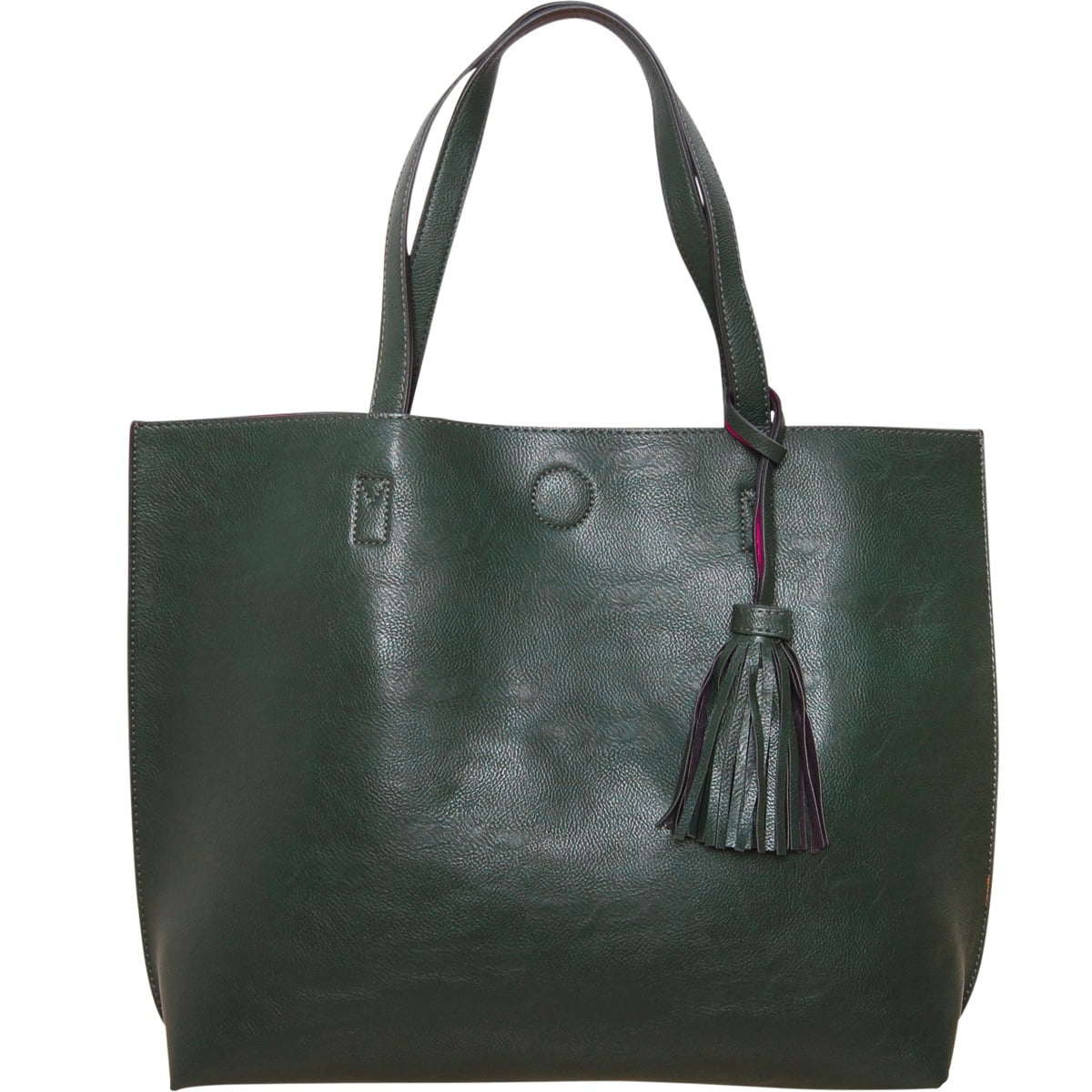 green leather tote bag