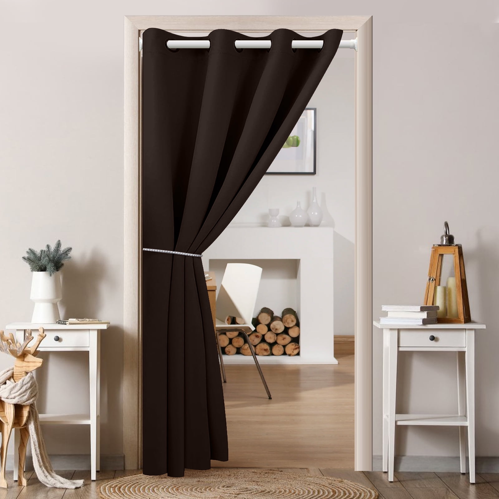 DONGPAI Blackout Curtains for Doorways and Closets, Privacy Door Curtain Room Divider Thermal Insulated Door Curtain, 1 Panel, 52" x 96", Brown