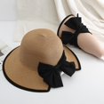 thumbnail image 3 of Sombrero de paja para niños, protector solar de verano, plegable, de ala grande, sombrero de pescador con borde abierto, cola de caballo, temperamento de moda, versión coreana, 3 of 6