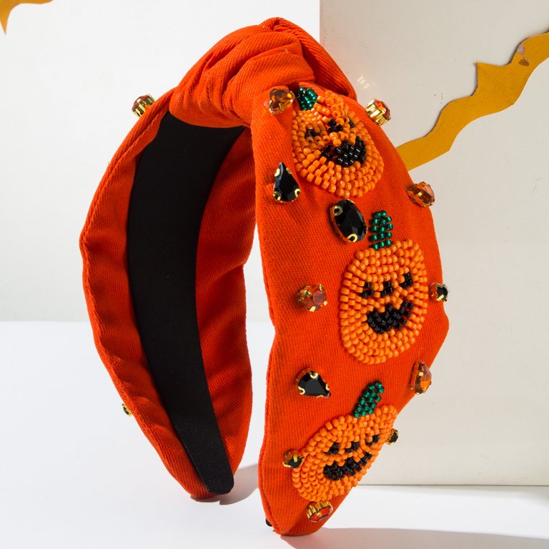Halloween Headbands for Women Girls Beaded Pumpkin Ghost Bat Rhinestone Costume Amazon.com : Gmmidea Halloween Jeweled Headbands for Women  main image 4