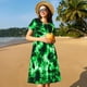 thumbnail image 4 of Balery Green Tie Dye Vestidos sueltos de manga corta para mujer, vestidos de verano 2025, vestidos casuales de corte A con vuelo., 4 of 6
