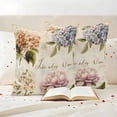 thumbnail image 3 of Spring Hydrangea Floral Outdoor Waterproof Pillow Covers, Vintage Botanical Flowers Decorative Square Throw Pillowcase Sofa Cushion Sham for Patio/Couch/Chair, 26"x26" 2 Pack, 3 of 8