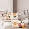 thumbnail image 5 of Bohemian Throw Pillow Covers, Mid Century Moon Sun Modern Decorative Throw Pillow Case, 4-Pack Double-Side Printed Pillowcases for Sofa and Living Room, 16x16 Inches, 5 of 6
