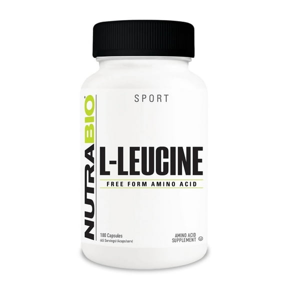 NutraBio Pure L-Leucine - Muscle Recovery and Support - Naturally Fermented Free Form Amino Acid - Vegan, Non-GMO, Gluten Free - 400mg, 180 Capsules