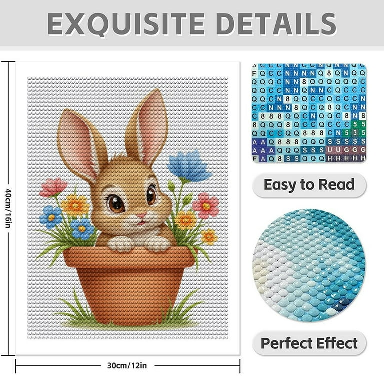 ダイヤモンドアートクラブ　Bunny in flower pot Bunny In Flower Pot – Diamond Art Club
