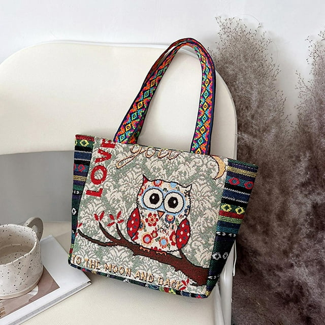 Bolso de mano Colcomx para mujer Bolso de hombro de viaje diario Búho F-Beige