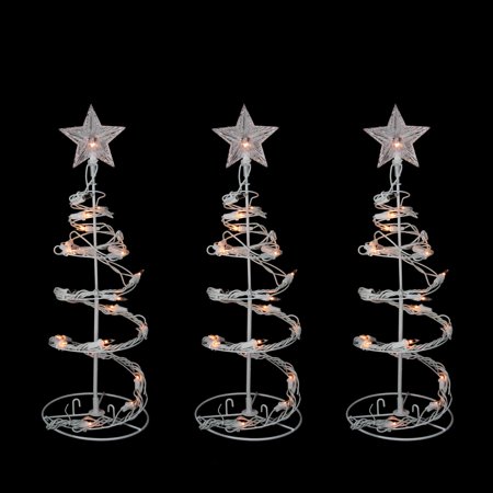Northlight 3pc Set of 18" Prelit Artificial Christmas Trees Spiral Walkway Outdoor Decorations - Clear Lights - Walmart.com