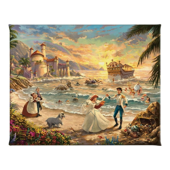Thomas Kinkade Disney The Little Mermaid Celebration of Love 8 x 10 Gallery Wrapped Canvas