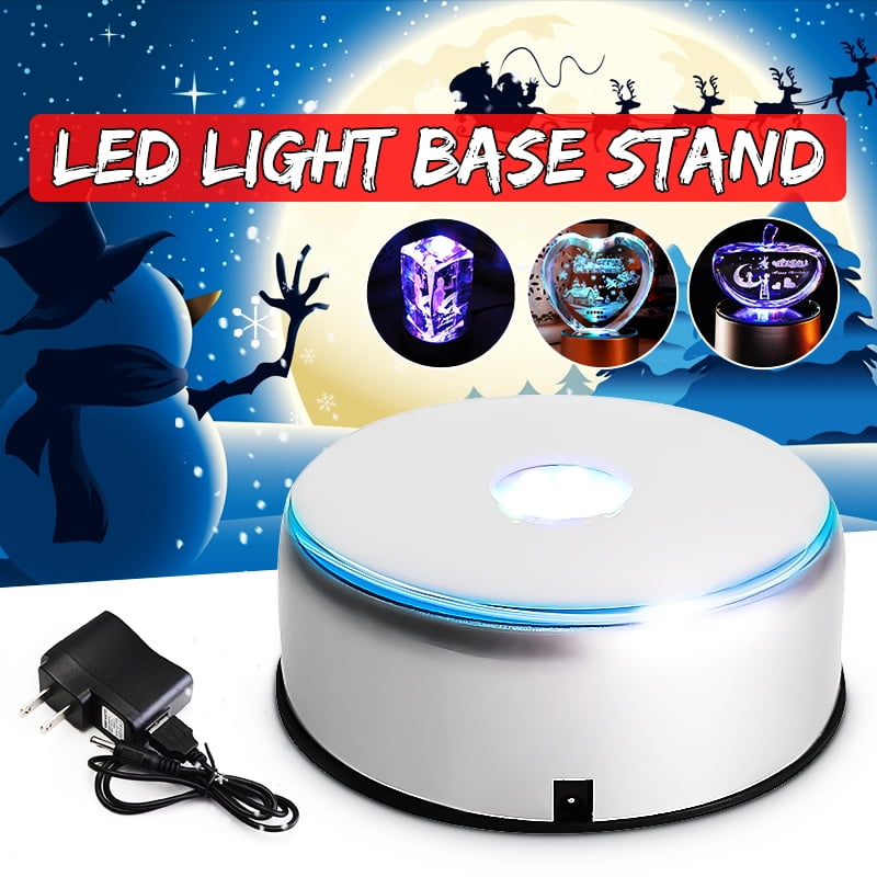 10PCS Unique 360` Rotating Crystal Display Base Stand 7 LED Light 3 model switch 
