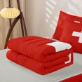 thumbnail image 6 of Manfei Switzerland Flag Zipper Full Size Comforter Sets with Fitted Sheet and 2 Pillowcases,Vintage Patriotic Theme Zipper Bedding Set,Red White,Light Gray Reversible,4pcs, 6 of 8