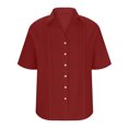 thumbnail image 5 of LEKWK Linen Button Down Shirt Women Collared Pleated Front Business Casual Tops Short Sleeve Dressy Tops Lapel Neck Smart Elegant Office Wear, 5 of 7