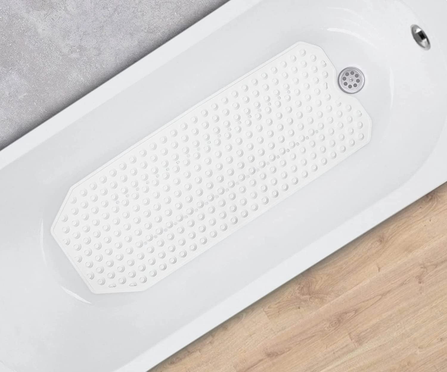 KMINA - Extra Long Bath Mat for Tub Non Slip (41" x 16") - Made in Europe