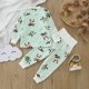thumbnail image 5 of Gibobby Conjunto de dos piezas de ropa para bebé y niños pequeños, Niñass, invierno, estampados de animados, conjunto para niños(Verde, 3-4 Años ), 5 of 5