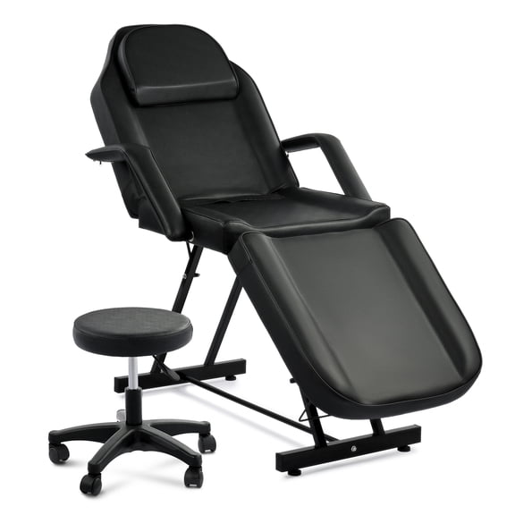 Adjustable Black Massage Chair+Stool Table Tattoo Facial Bed Barber Salon Spa