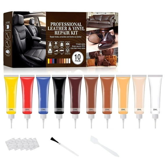 VELIMO Leather Repair Kit for Furniture,Sofa,Jacket,Car Seats and Purse. Vinyl Repair Kit. Super Easy Instructions to Match Any Color,Restore Any Material