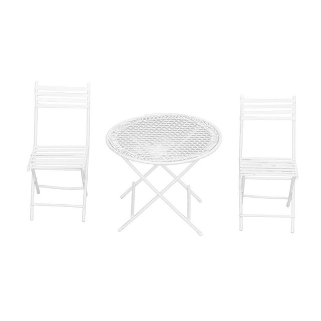 1:12 Dollhouse Garden Table Chair Set White Miniature Patio Bistro Furniture Decoration Accessory
