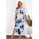 thumbnail image 3 of ABPHQTO Vestido largo teñido anudado con escote en los hombros y volantes para mujer con aberturas, 3 of 5