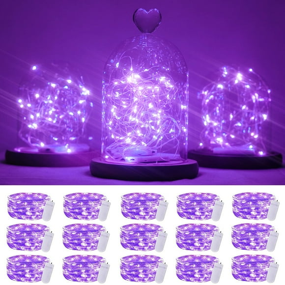 Pilas Fairy Lights SmilingTown, 15 paquetes de 20 LED, color morado