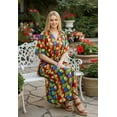 thumbnail image 4 of HAPPY BAY Women's Summer Loungewear Loose Caftan Slit Dress Maxi House Sleep Shirt for Women 2X-3X Scarlett, Floral Botanical, 4 of 5