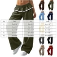 thumbnail image 3 of Women Fall And Winter Lace Trimmed Loose Casual Pants Solid Color Pocket Pants Sporty Gym Athletic Fit Jogger Pants M Sky Blue Womens Cargo, 3 of 6