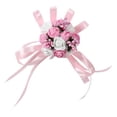 thumbnail image 2 of Hand Flower Wrist Flower Wrist Corsage Wedding Wrist Flower Bridal Wrist Flower Wedding Bridal Bridesmaid Wrist Corsage Party Prom Dance Hand Ribbon Flower #3 Pink   White, 2 of 5