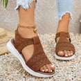 thumbnail image 4 of Womens Wedge Chunky Platform Sandals Firm Knit Upper Memory Foam Shoes Lightweight Summer Athletic Walking Sneakers Brown Size 7.5, 4 of 6