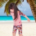thumbnail image 4 of Toddler Girls Rash Guard Swimsuit Pink Flowers Modest Swimwear Long Sleeve Two Piece Sun Protection Suit, 4 of 7