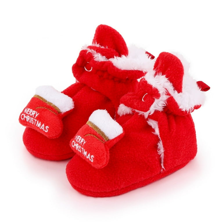 Generic Baby Girl Fall Christmas Kids Booties Soft Santa Winter