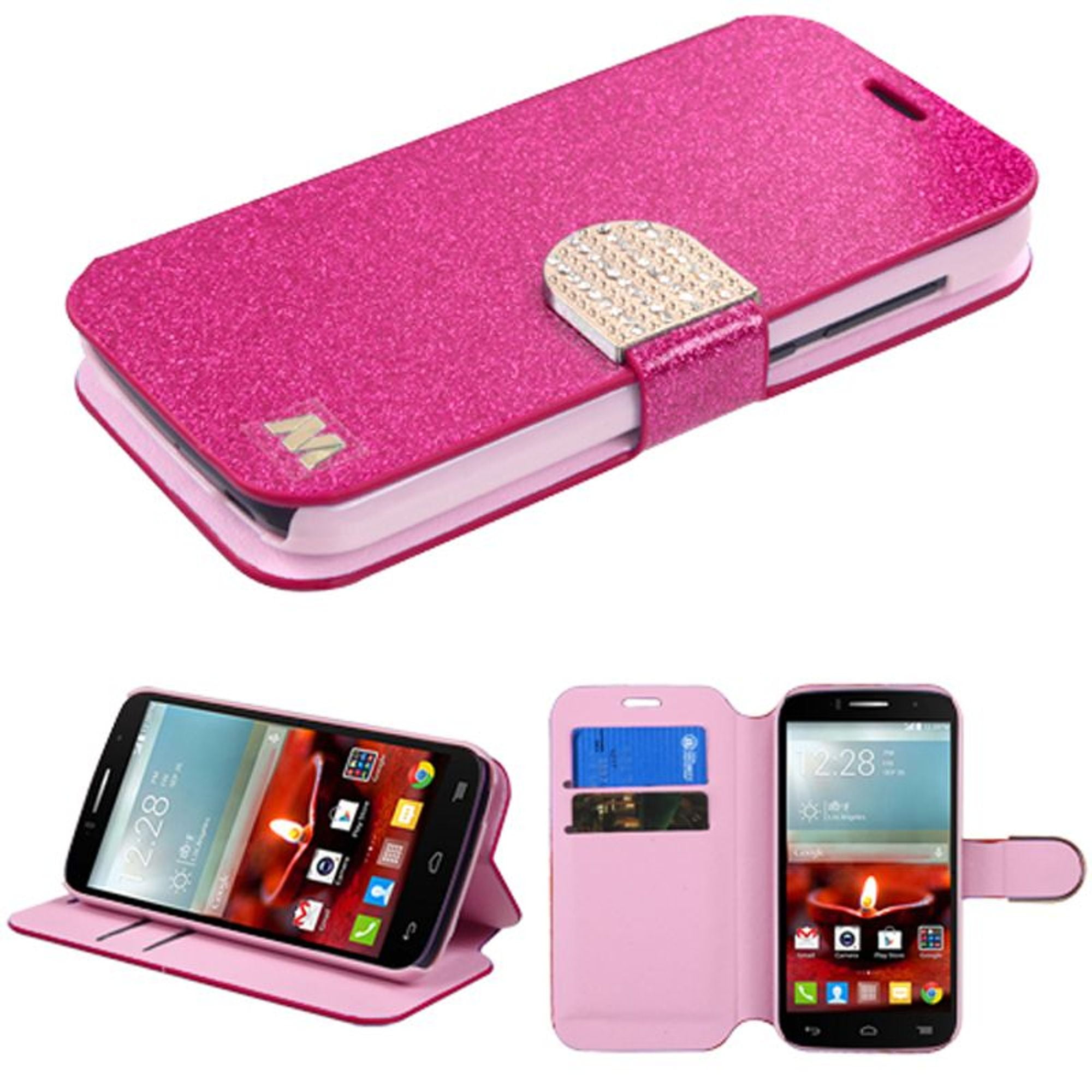 Insten Flip Leather Wallet Glitter Phone Case with Stand & Card slot