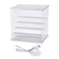 thumbnail image 1 of Estuche de Exhibición Claro Uxcell, Estuche de Exhibición de Figuras de Acrílico de 5 Capas, Cajas Claras para Coleccionables (Luz LED Cuadrada, 13x12x13" Base Blanca), 1 of 6