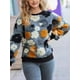 thumbnail image 2 of Suéter de cuello redondo con flores tridimensionales para mujer, jersey básico informal de manga larga y cuello redondo, cálido, para otoño e invierno, 2 of 5