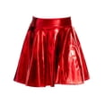 thumbnail image 3 of WTXUE Skirts for Women, Women's Solid Color Glossy Carnival Pleated Skirt Half Skirt Short Skirt, Red S, 3 of 4