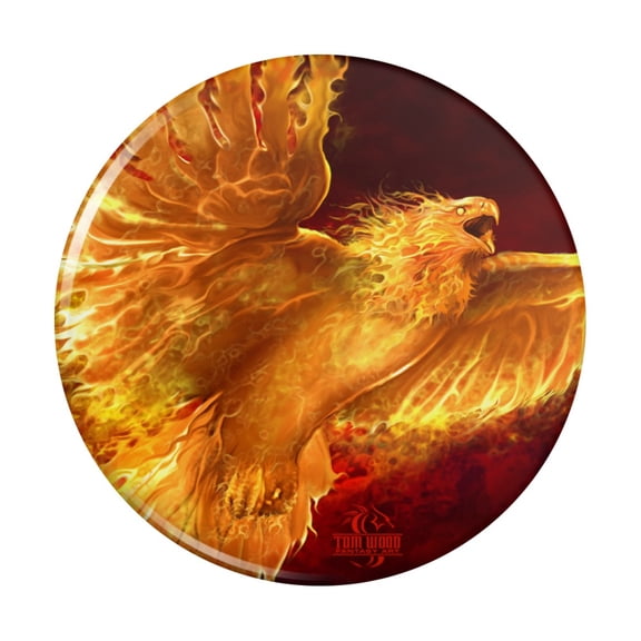 Phoenix Firebird Flaming Fire Bird Rising Fantasy Pinback Button Pin