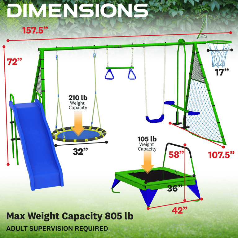 Fitness Reality Kids 'Ultimate' 8 Station Sports Swing Set with